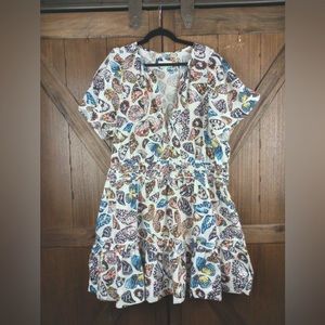 Anthropologie Somerset Mini white butterfly dress 3x